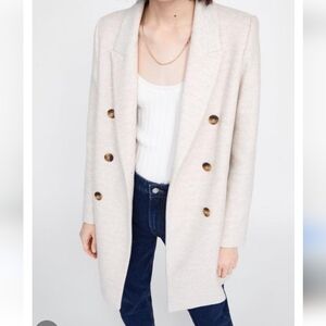 ZARACream Double-Breasted Women's Coat